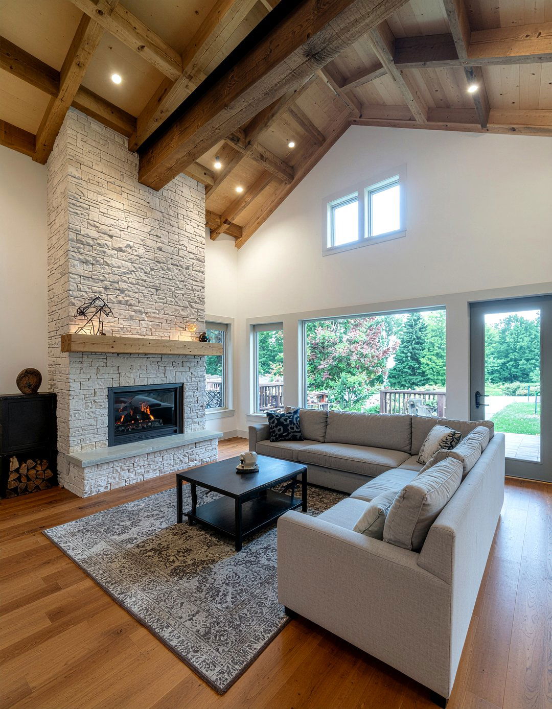 Wood Beam Living Room - 30 warehouse living room ideas