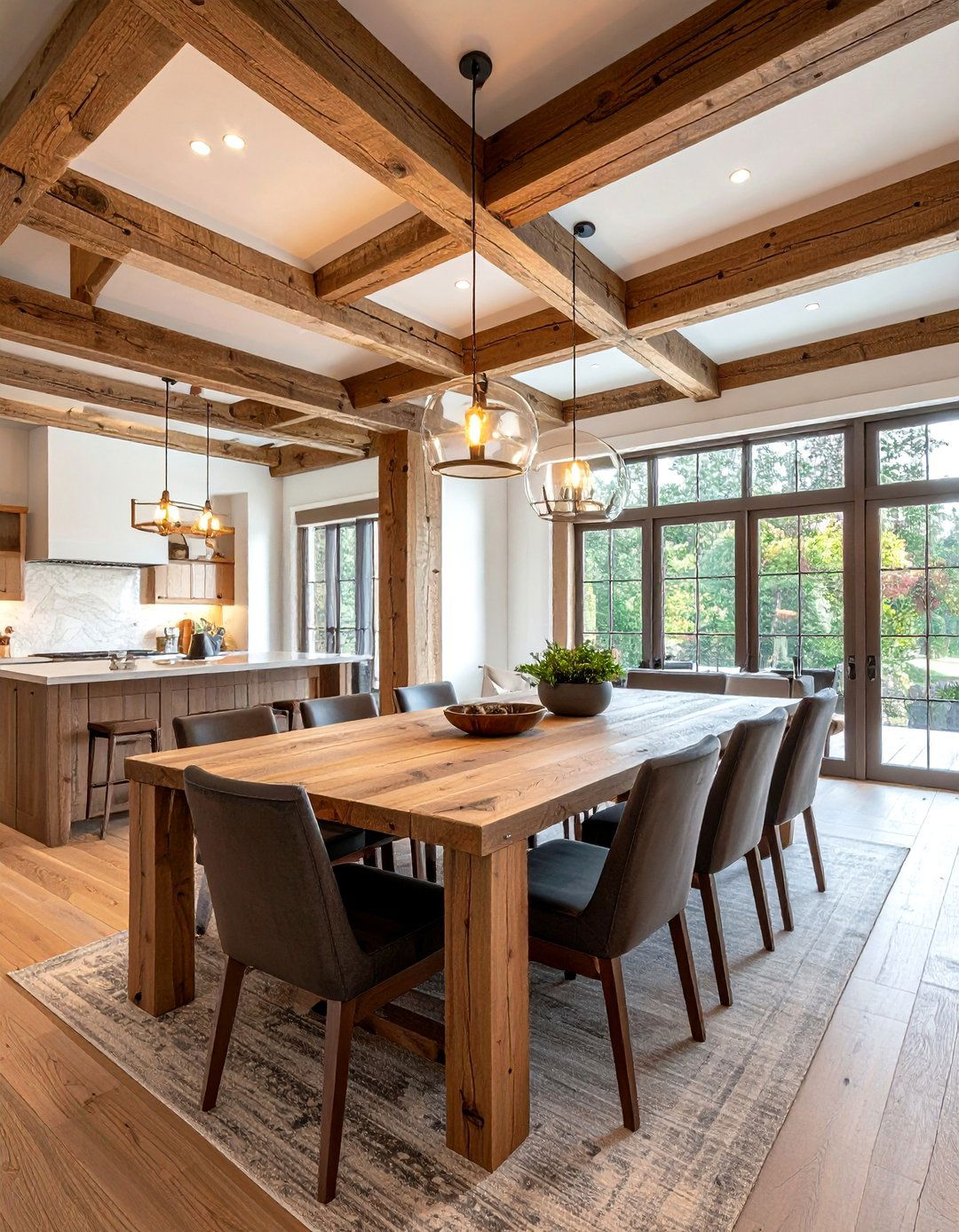Wood Beam Open Plan Dining - 30 open plan dining ideas