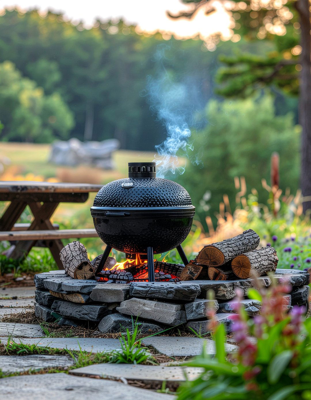 Wood Burning Grill - 30 outdoor kitchen ideas