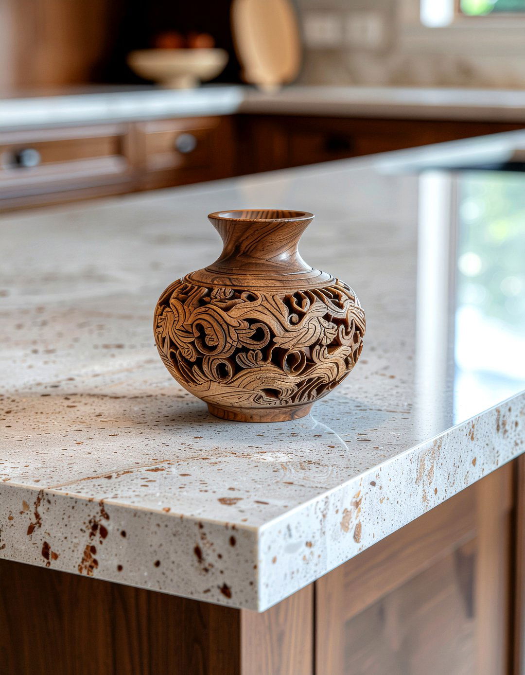 Wood Carved Vase - 30 empty vase decor ideas