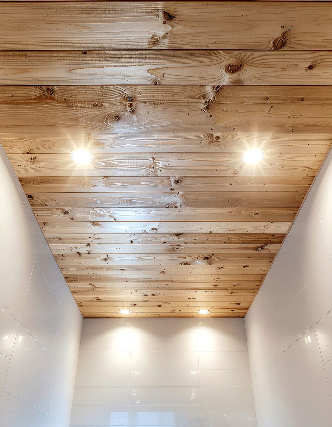Wood Ceiling - 30 bathroom improvement ideas