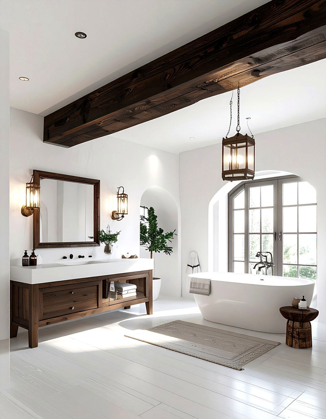 Wood Ceiling Beam - 30 Moroccan bathroom ideas