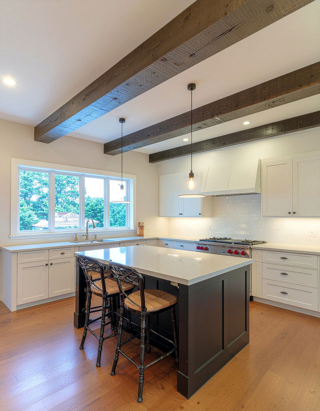 Wood Ceiling Beam - 30 apron front sink kitchen ideas