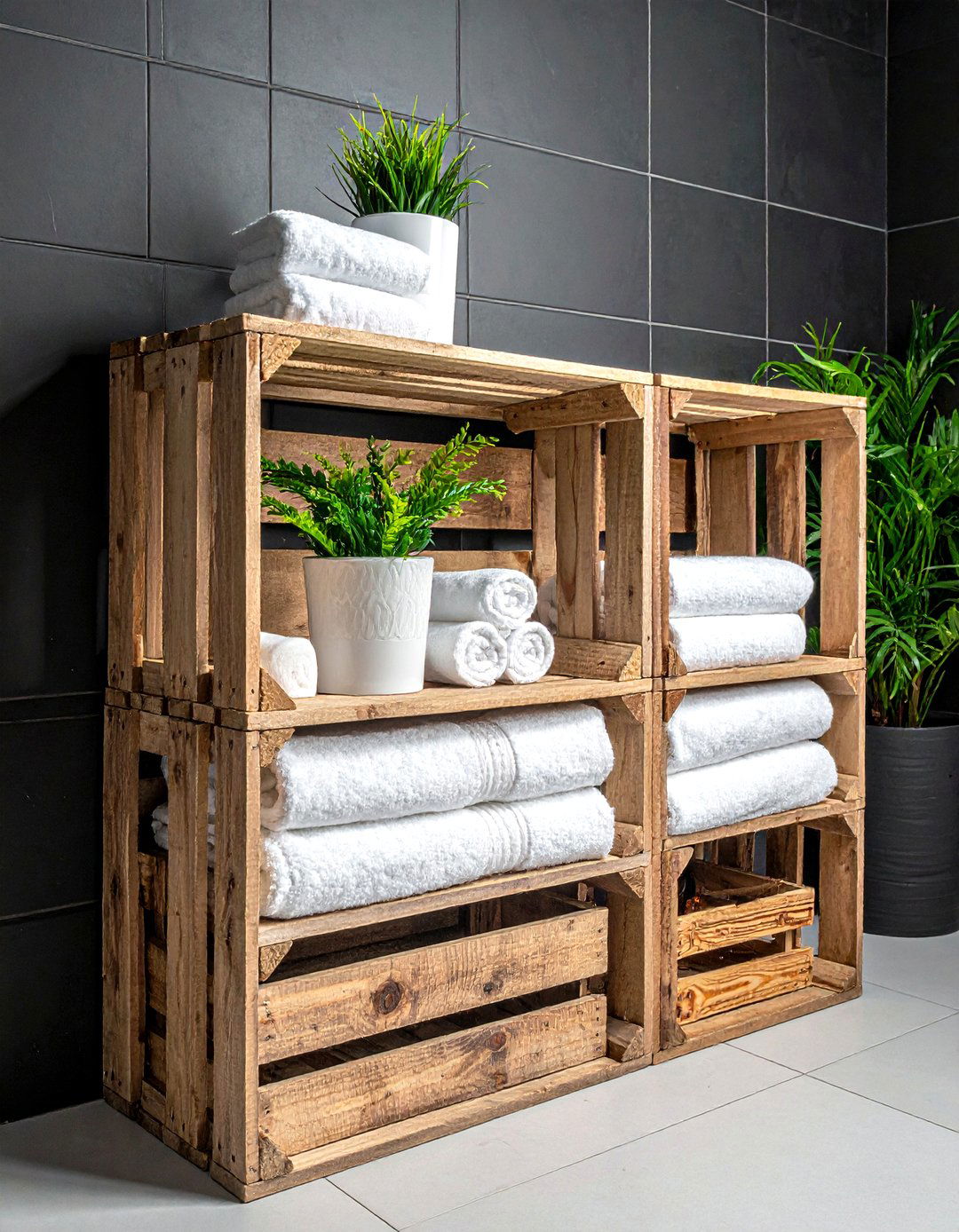 Wood Crate Shelf - 30 bathroom upcycled ideas