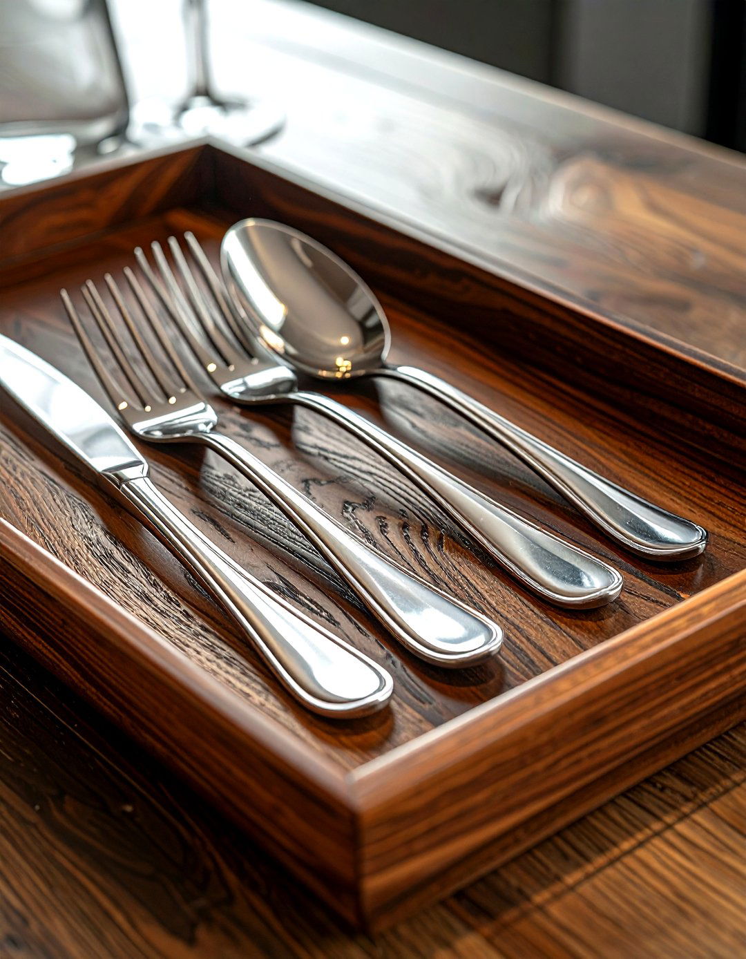 Wood Cutlery Tray - 30 kitchen drawer organization ideas