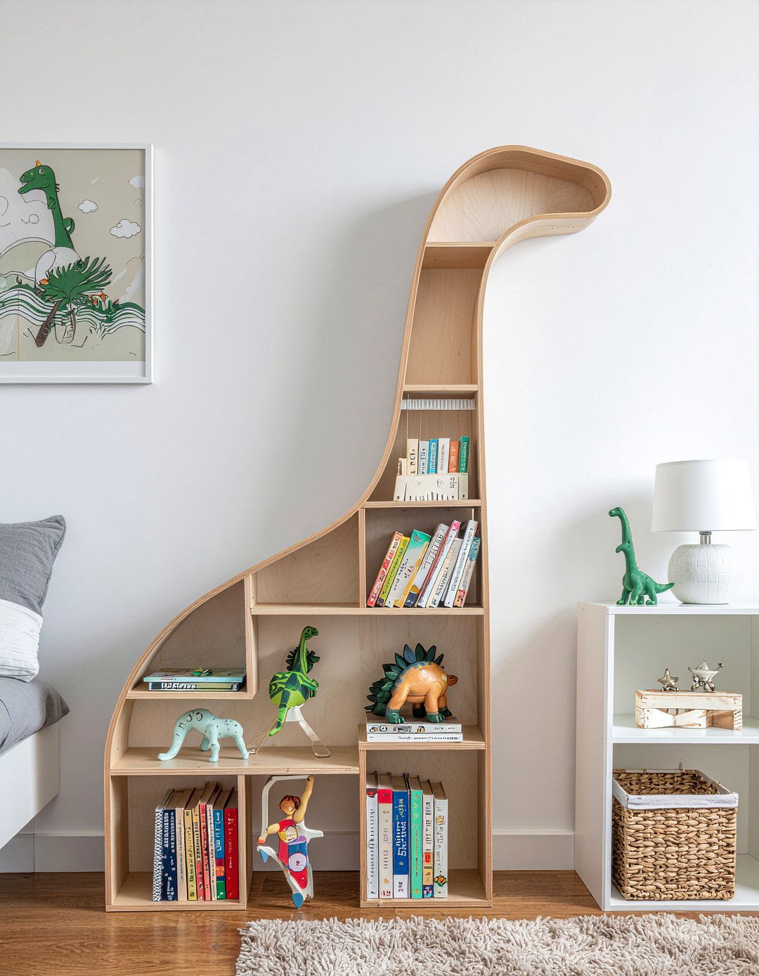 Wood Dinosaur Bookshelf - 30 dinosaur bedroom ideas