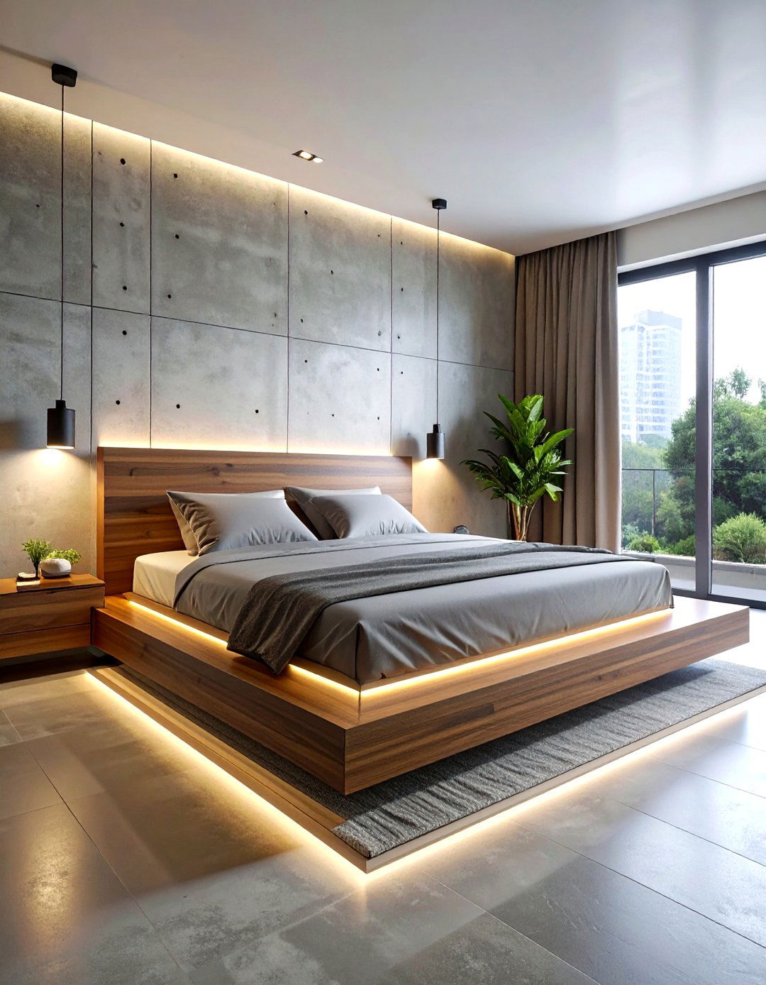 Wood Floating Bed Frame - 30 bedroom statement piece ideas