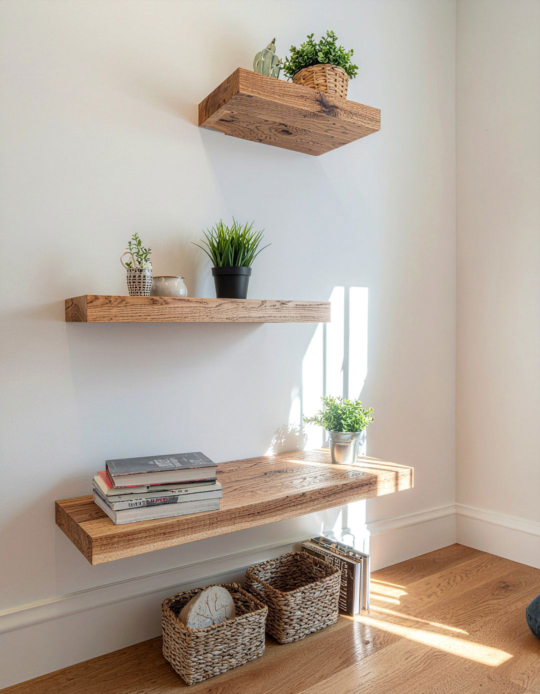 Wood Floating Shelves - 30 natural bedroom ideas