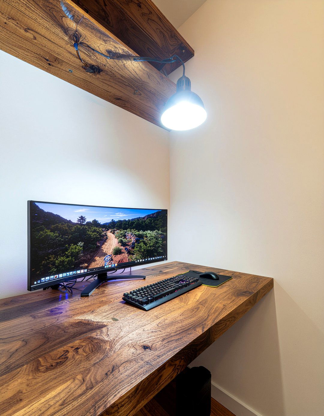 Wood Gaming Desk - 30 streaming setup bedroom ideas