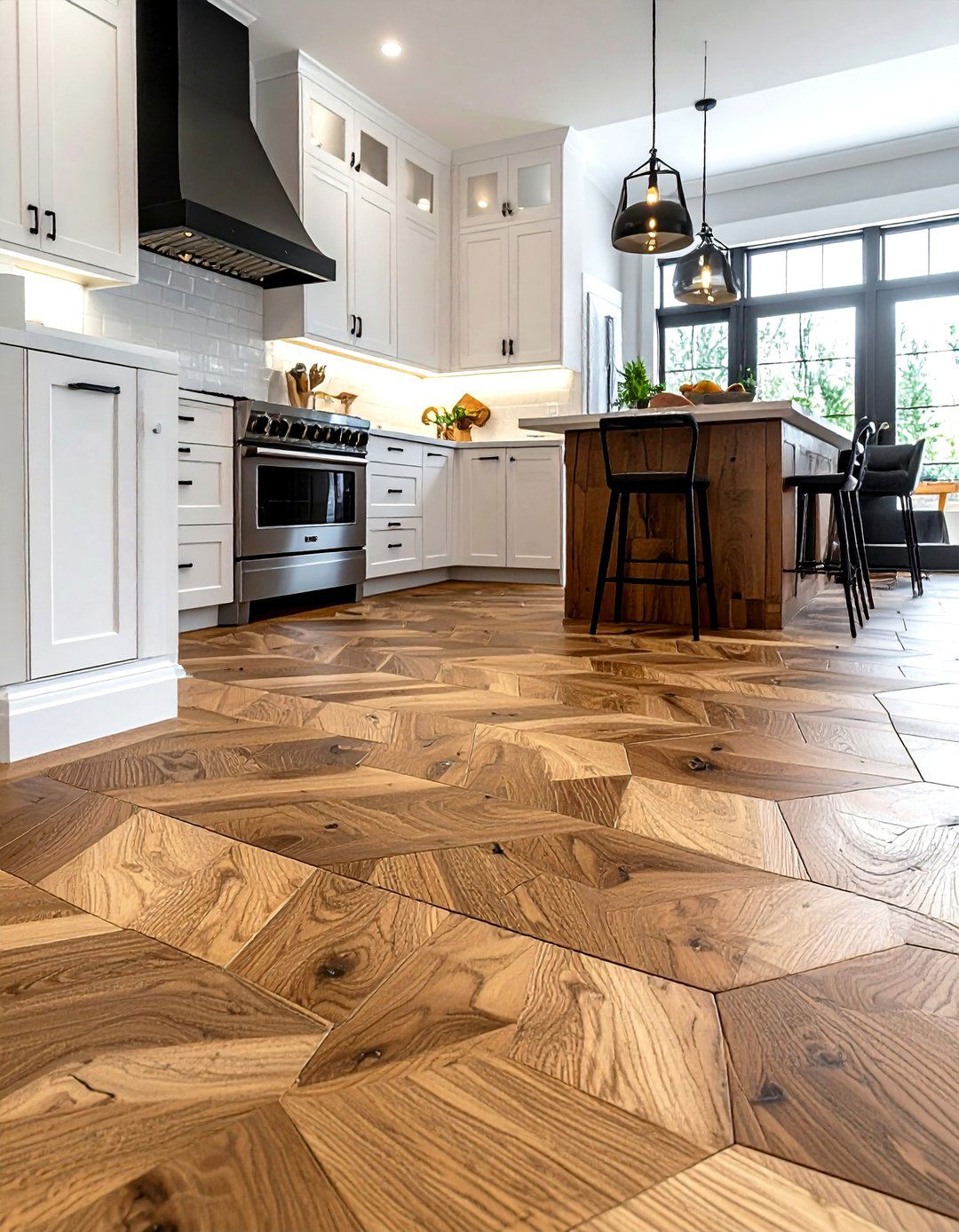 Wood Grain Hexagon Floor - 30 hexagon floor kitchen ideas