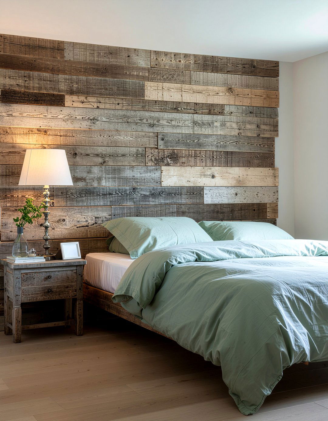 Wood Headboard - 30 inexpensive bedroom ideas