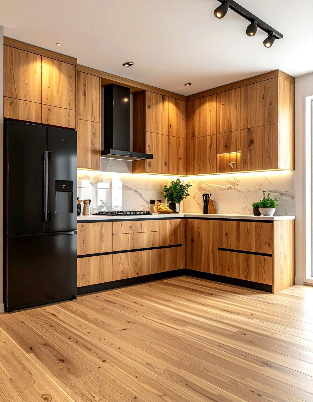 Wood Kitchen Cabinets With LG Black Stainless - 30 LG kitchen ideas