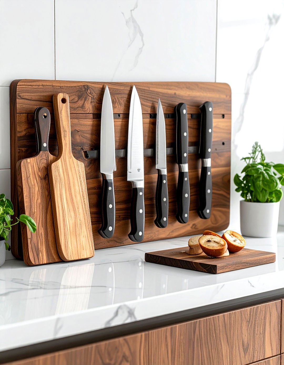 Wood Knife Strip - 30 kitchen finishing touches ideas