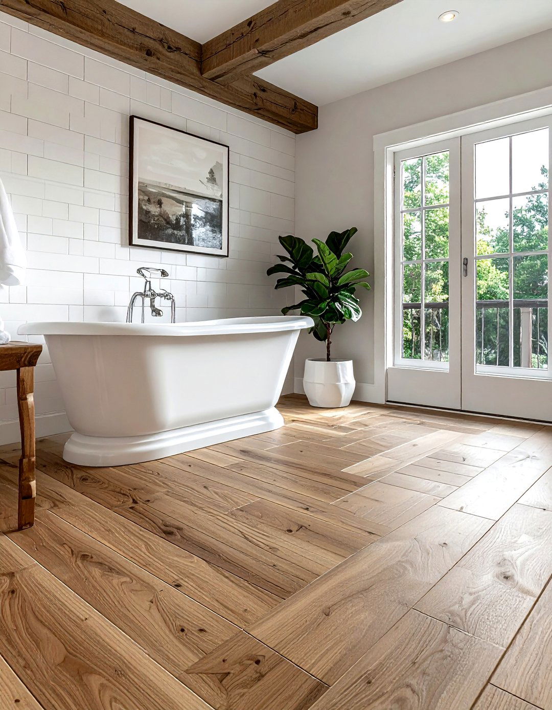 Wood Look Picket Tile - 30 picket tile bathroom ideas