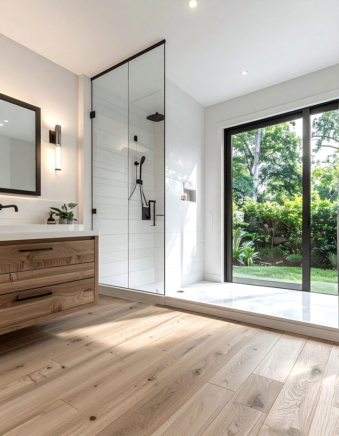 Wood Look Porcelain Plank - 30 bathroom floor design ideas