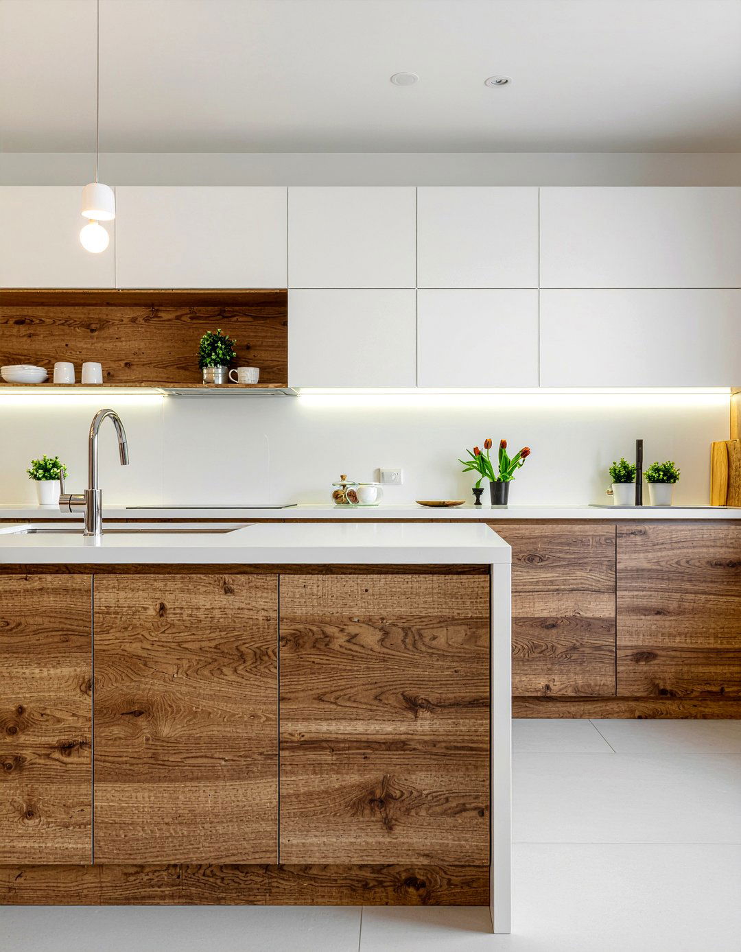 Wood Look Porcelain Slab - 30 slab backsplash kitchen ideas