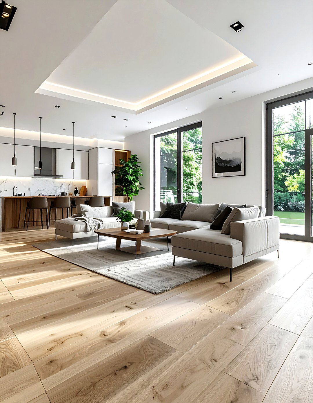 Wood Look Porcelain Tile - 30 living room flooring ideas