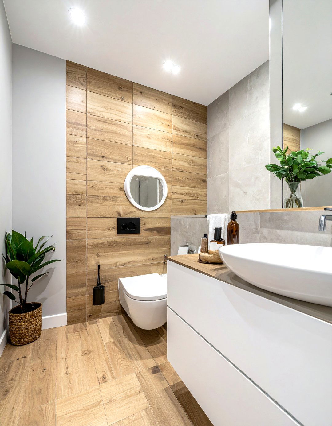 Wood Look Porcelain Tile - 30 small bathroom tile ideas