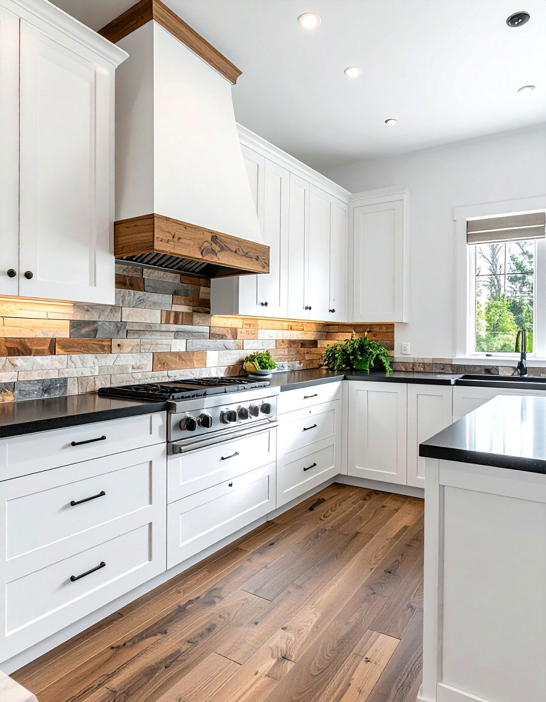 Wood Look Stacked Tile - 30 stacked tile kitchen backsplash ideas