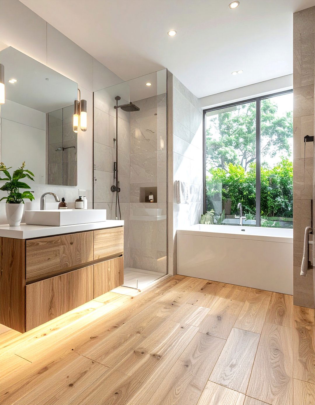 Wood Look Tile Bathroom - 30 spec home bathroom ideas