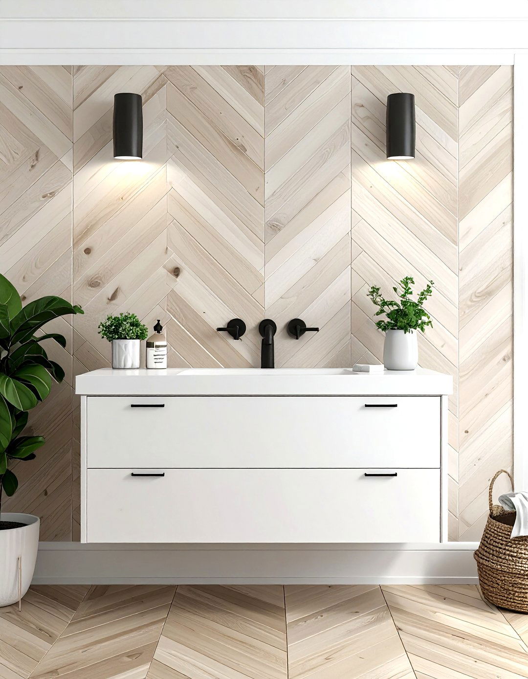 Wood Look Tile - 30 bathroom backsplash ideas
