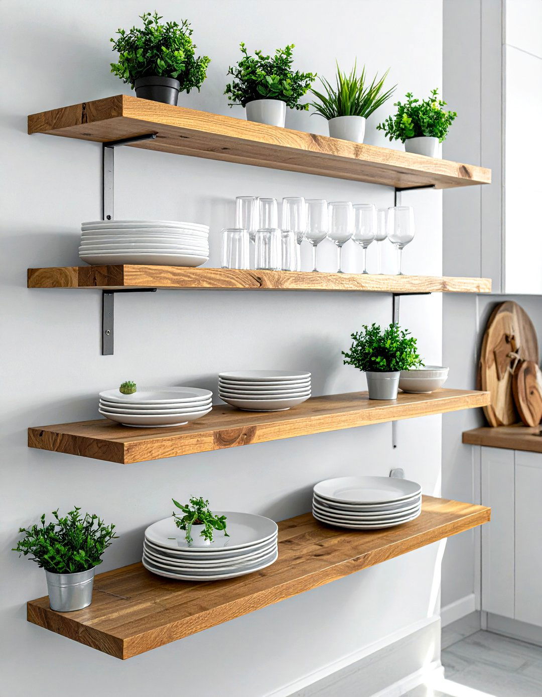 Wood Open Shelving - 30 welcoming kitchen ideas