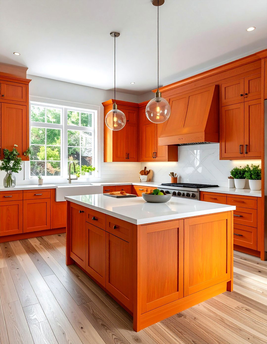 Wood Orange Kitchen - 30 orange and white kitchen ideas