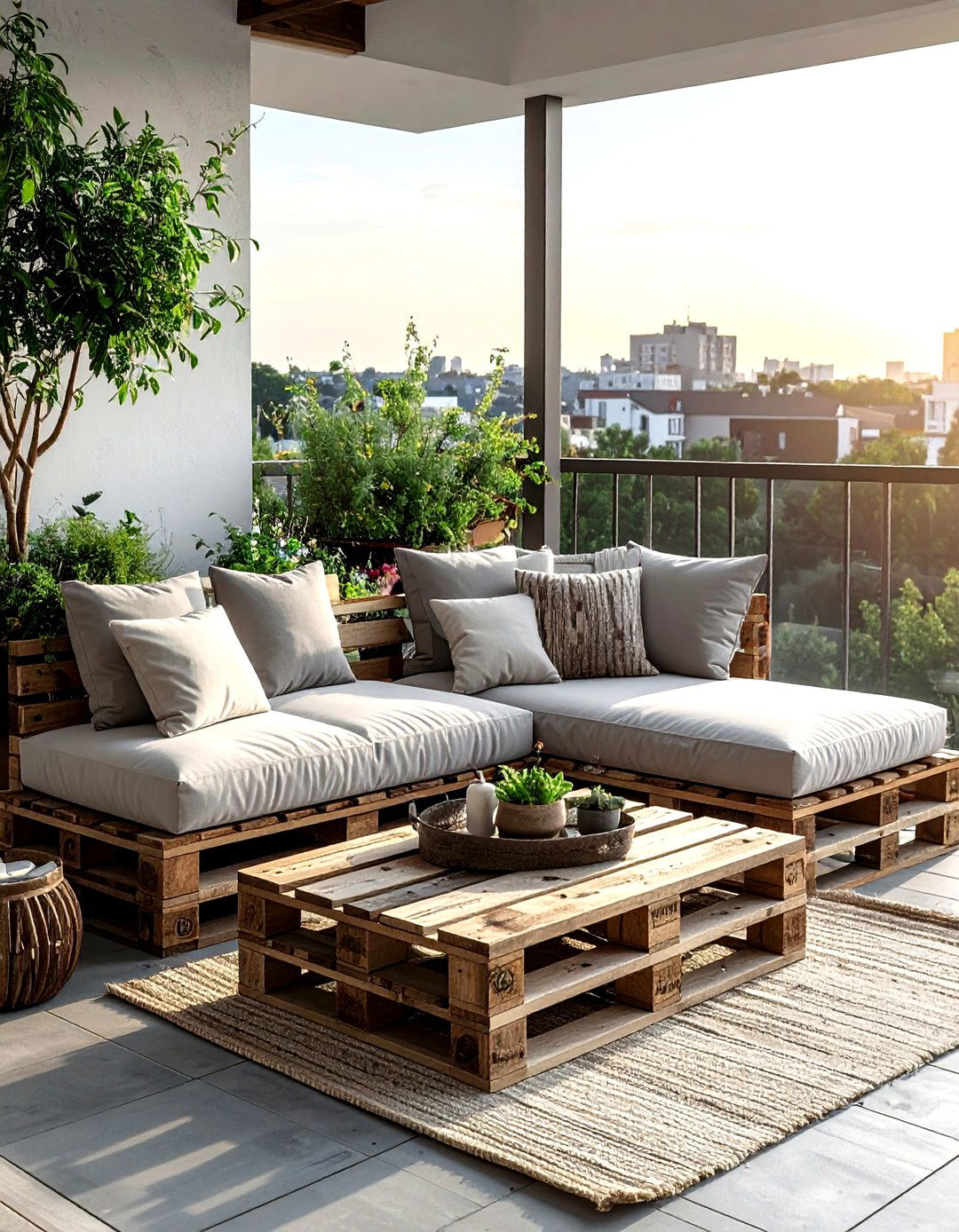 Wood Pallet Seating - 30 apartment balcony ideas