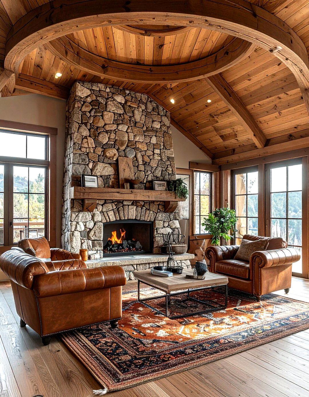 Wood Plank Barrel Ceiling - 30 living room barrel ceiling ideas