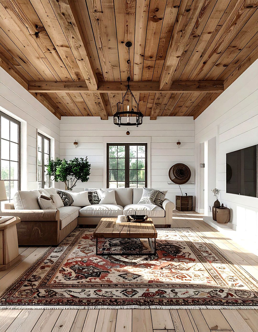 Wood Plank Ceiling - 30 living room ceiling color ideas
