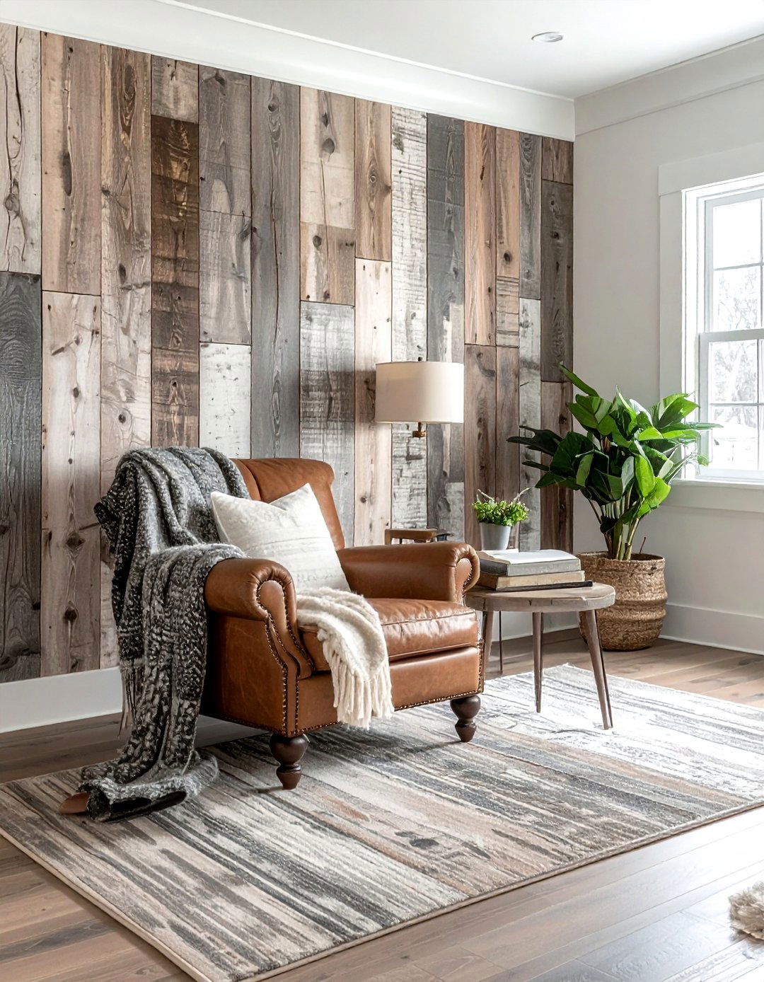 Wood Plank Feature Wall - 30 peel and stick wallpaper ideas