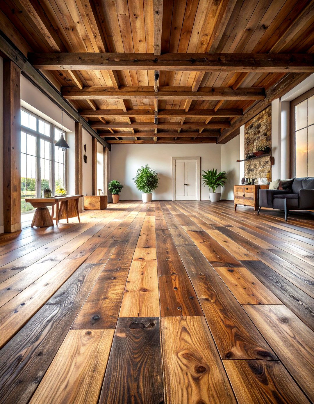 Wood Plank Flooring - 30 reclaimed wood dining room ideas