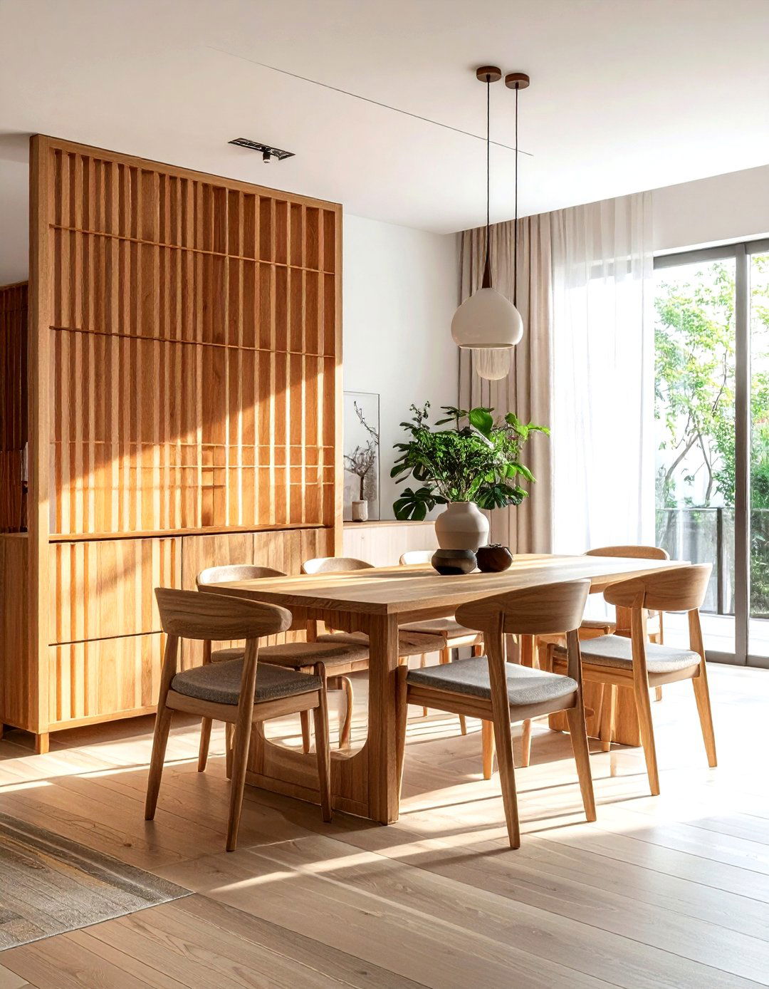 Wood Room Divider - 30 wood accent dining room ideas