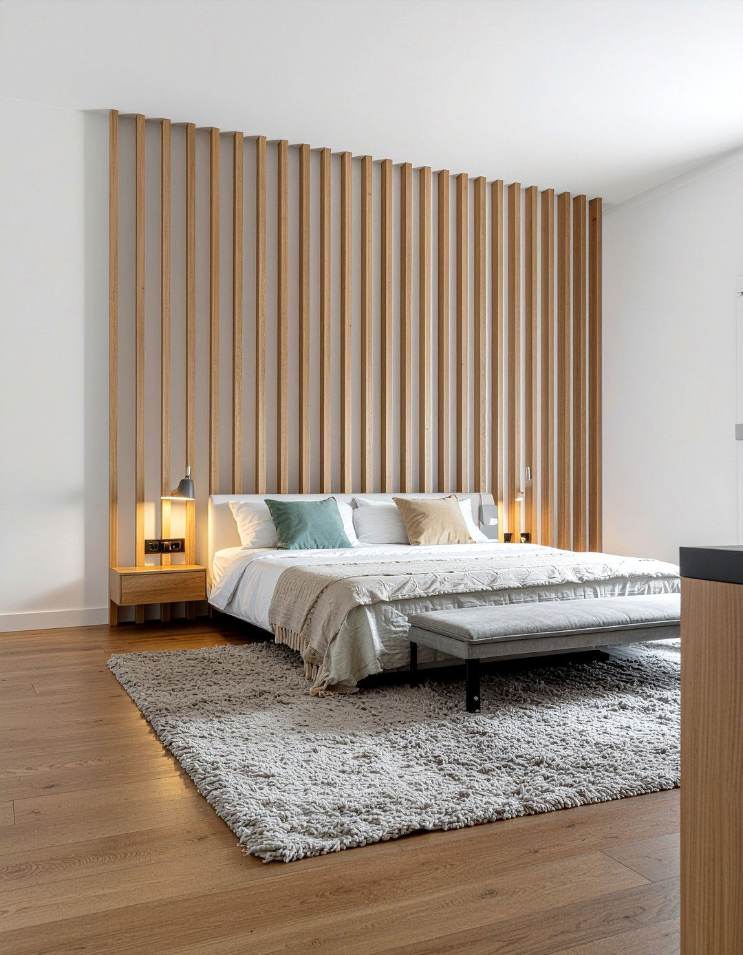 Wood Slat Accent Wall - 30 DIY bedroom ideas