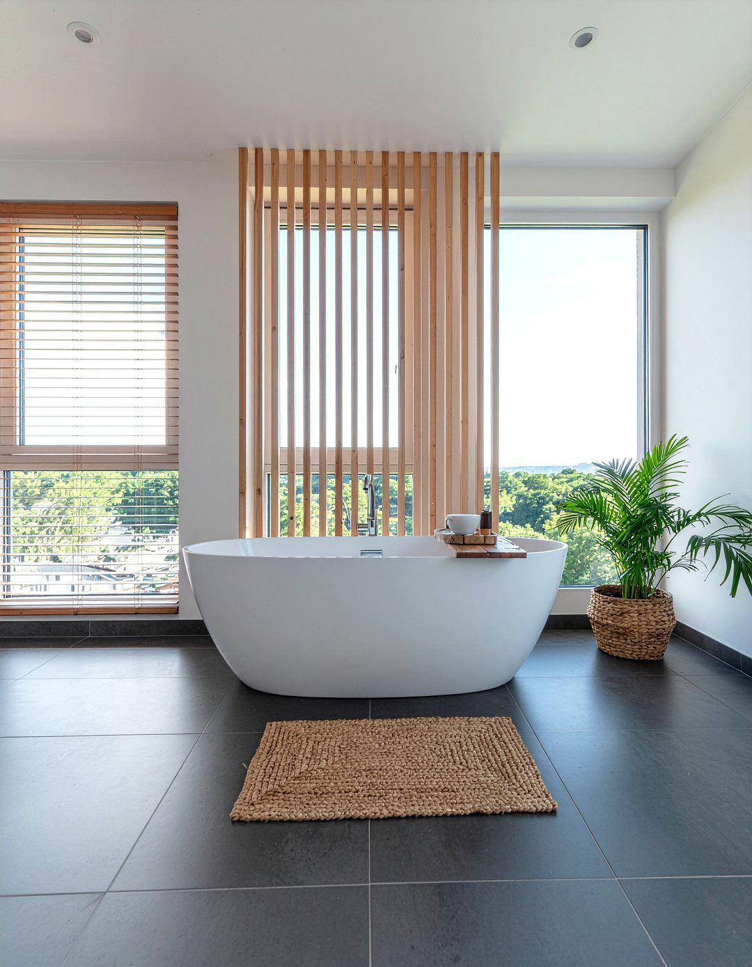 Wood Slat Accent Wall - 30 full bathroom remodel ideas