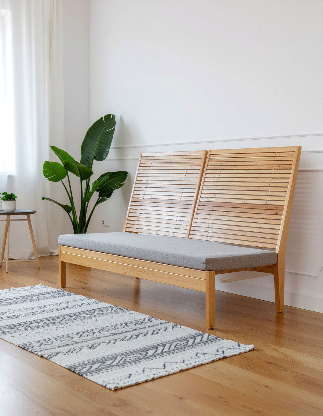 Wood Slat Back Sofa - 30 living room mid-century sofa ideas