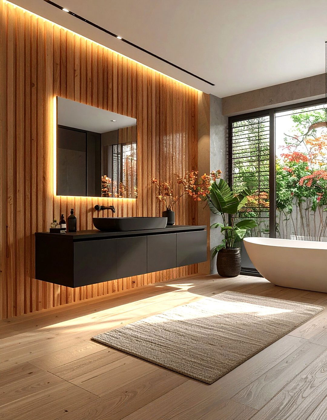 Wood Slat Bathroom - 30 bathroom wall texture ideas