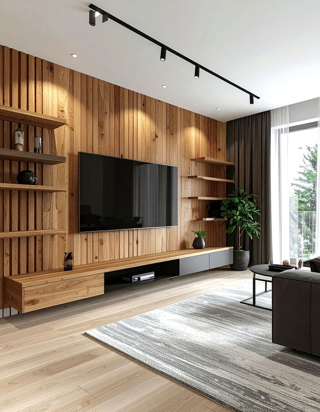 Wood Slat Feature Wallpaper - 30 accent wallpaper ideas