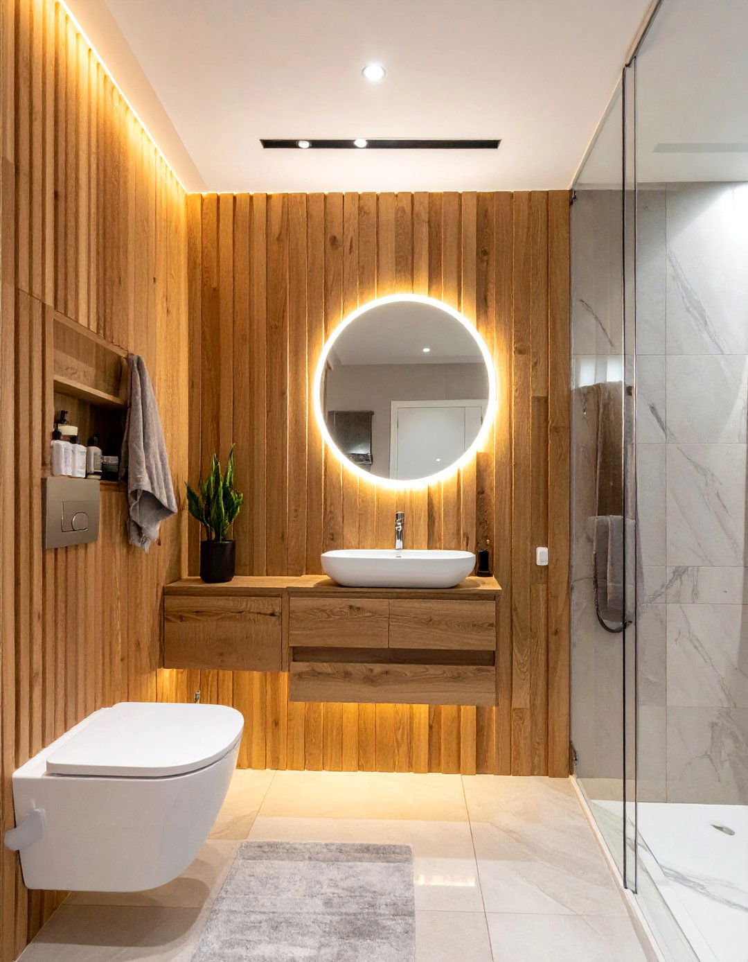Wood Slat Wall - 30 bathroom wow factor ideas