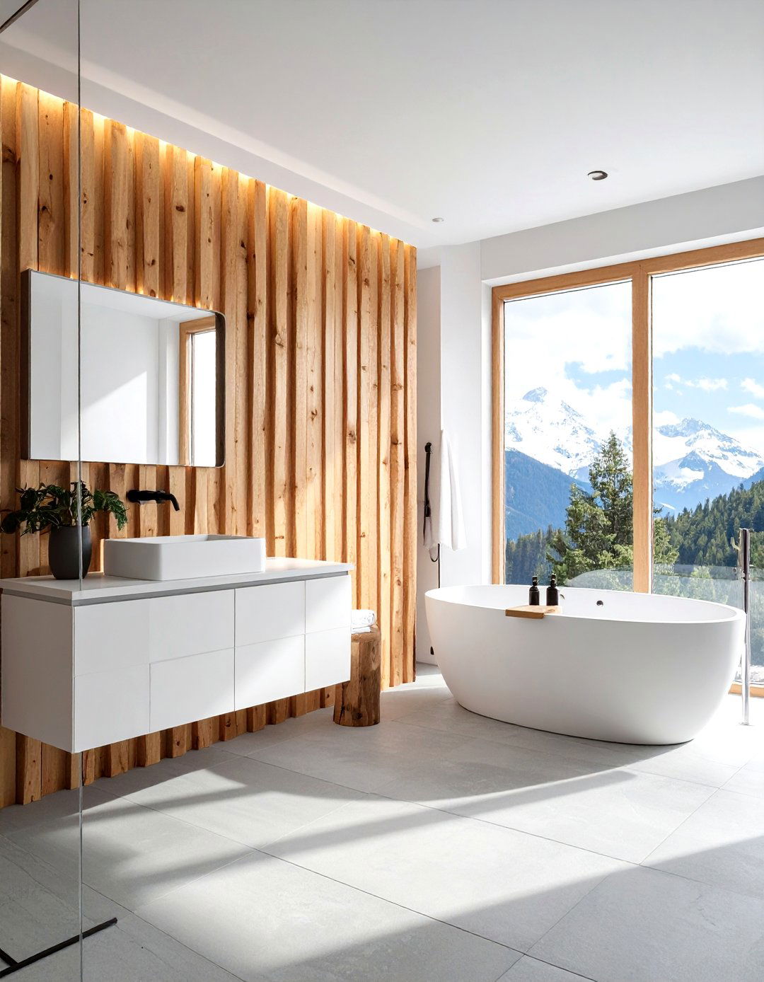 Wood Slat Wall - 30 chalet bathroom ideas