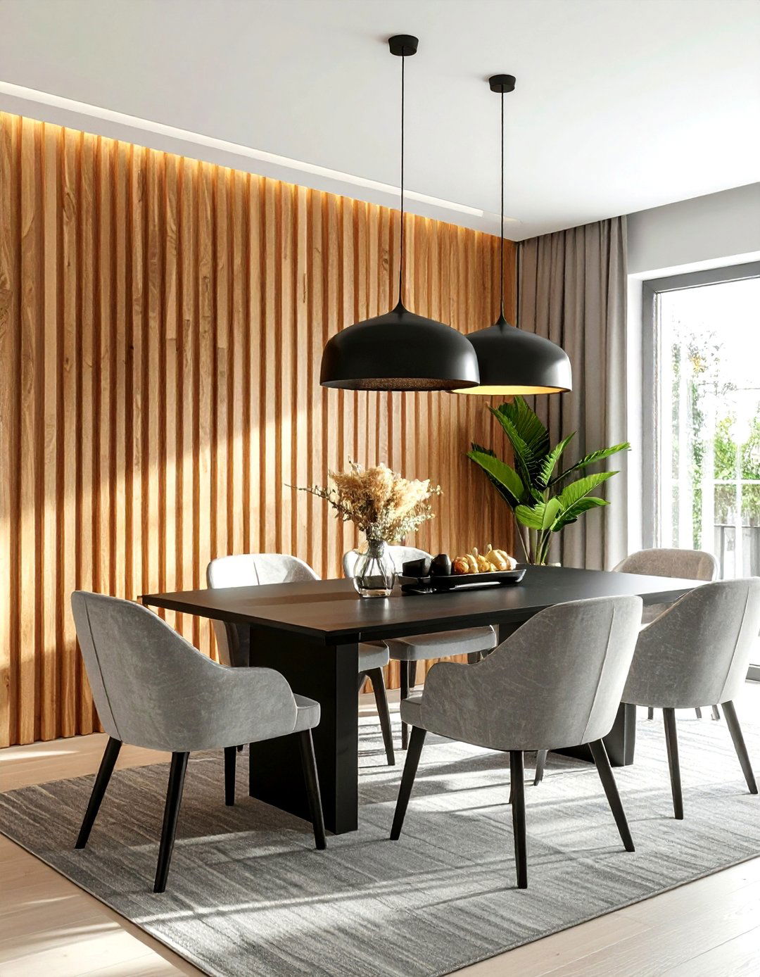 Wood Slat Wall - 30 dining room feature wall ideas