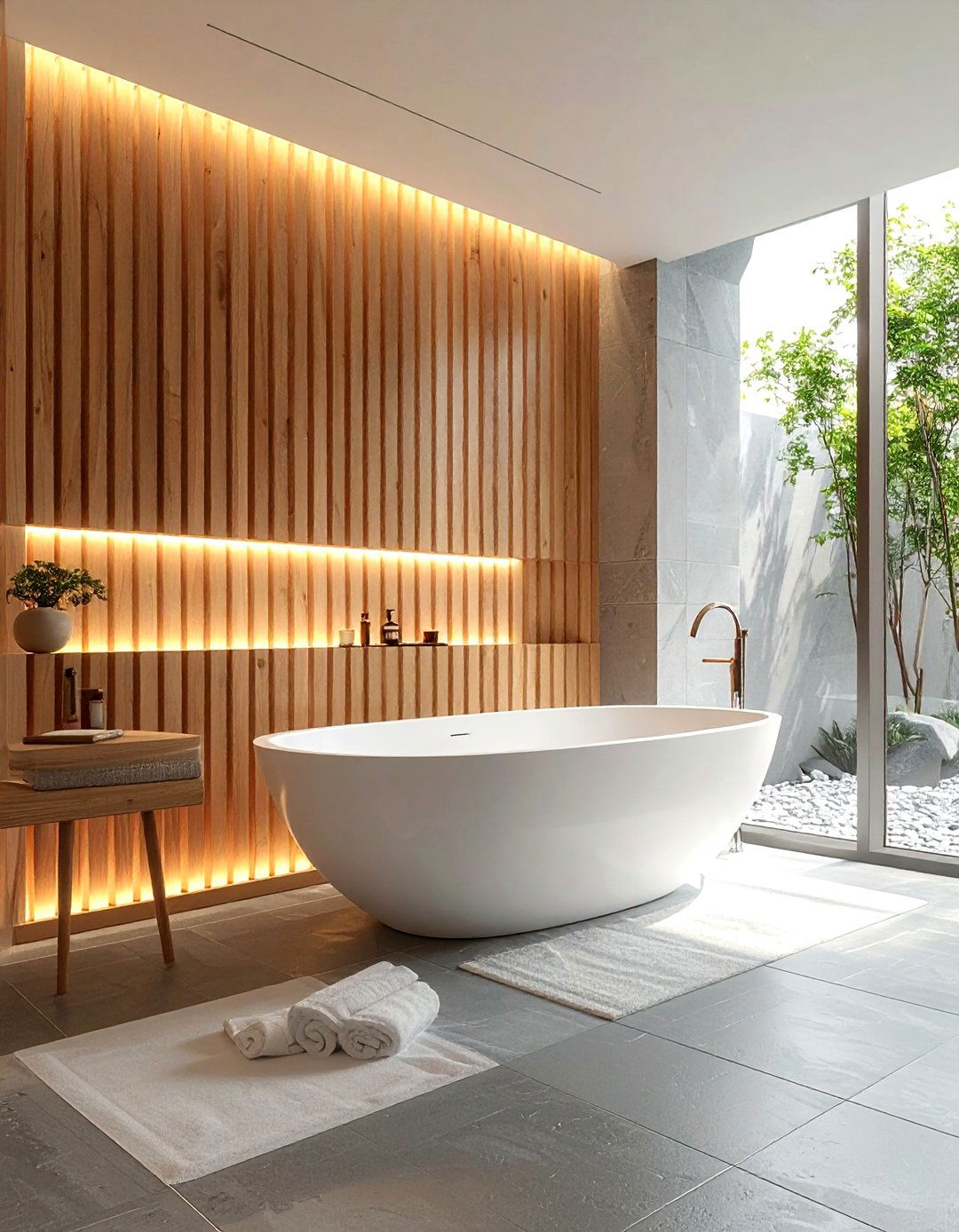 Wood Slat Wall - 30 bathroom redesign ideas