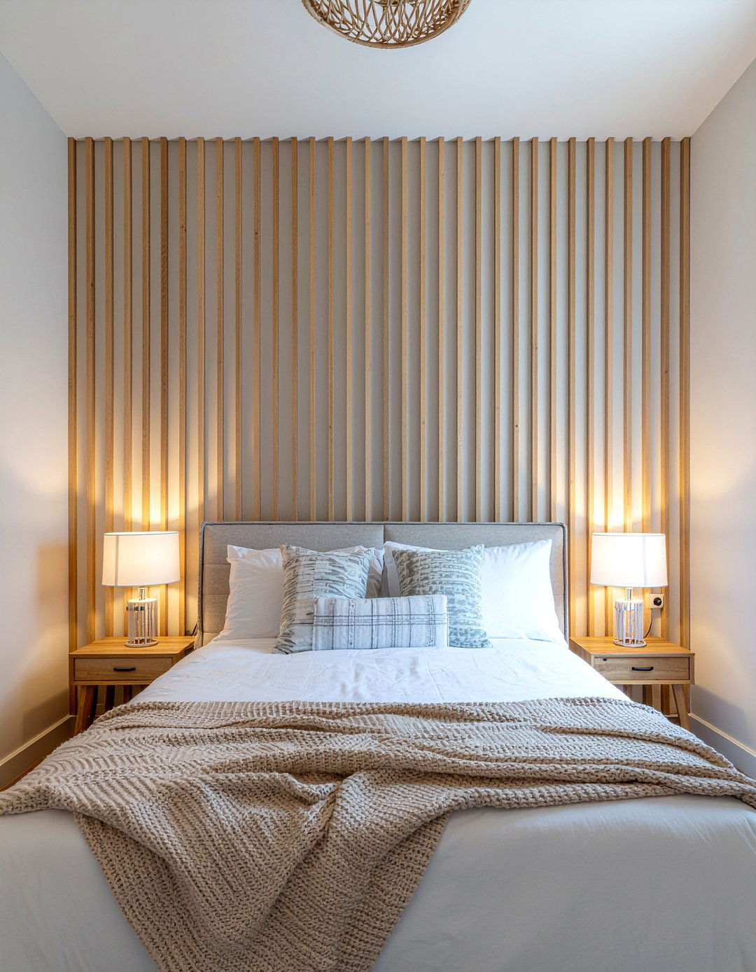 Wood Slat Wall - 30 narrow bedroom ideas