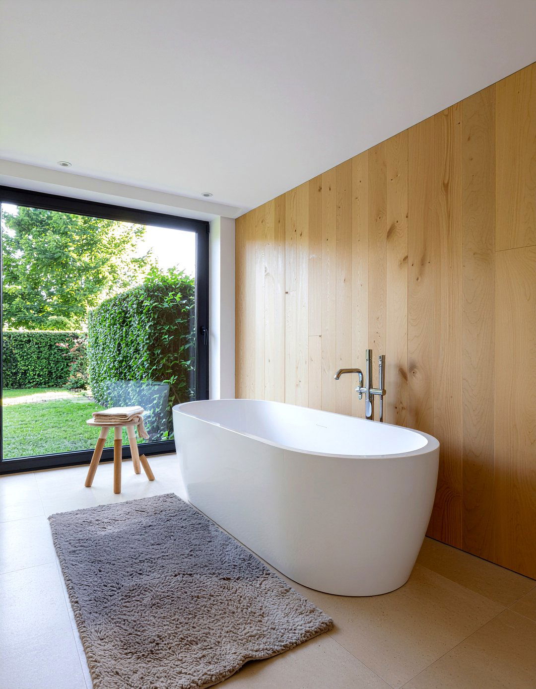 Wood Slat Wall - 30 nature-inspired bathroom ideas