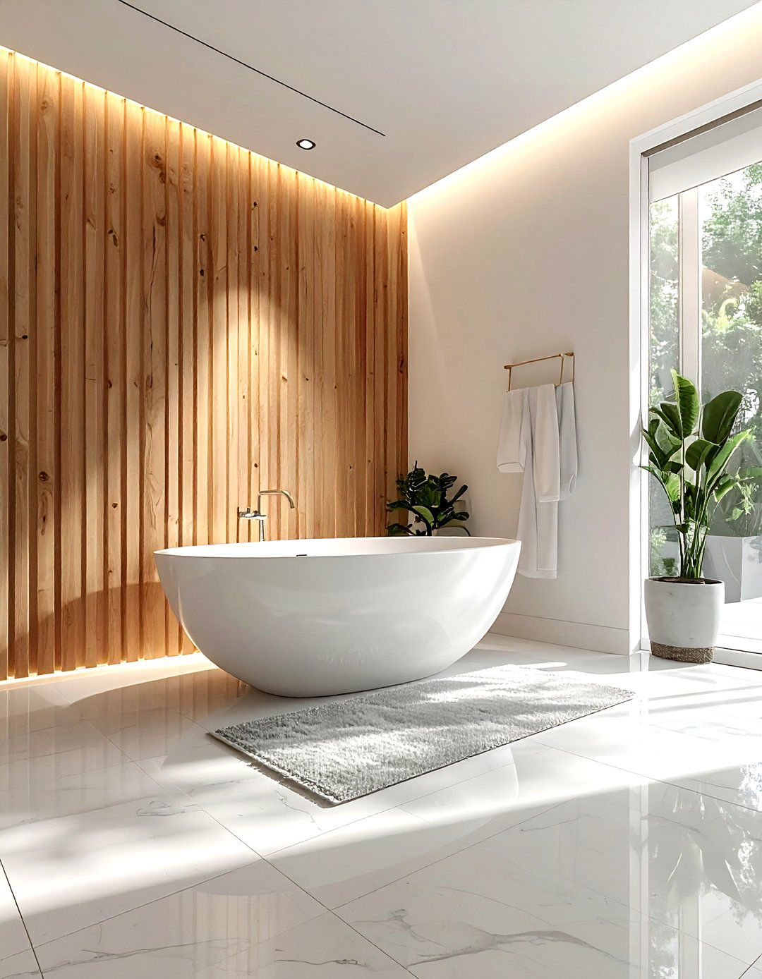 Wood Slat Wall - 30 spa-like decor ideas