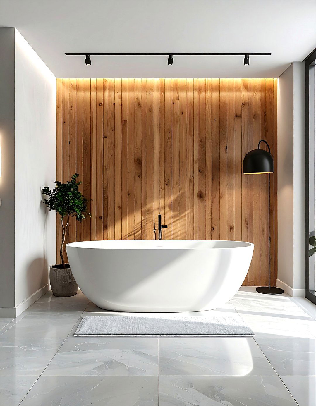 Wood Slat Wall - 30 viral bathroom ideas