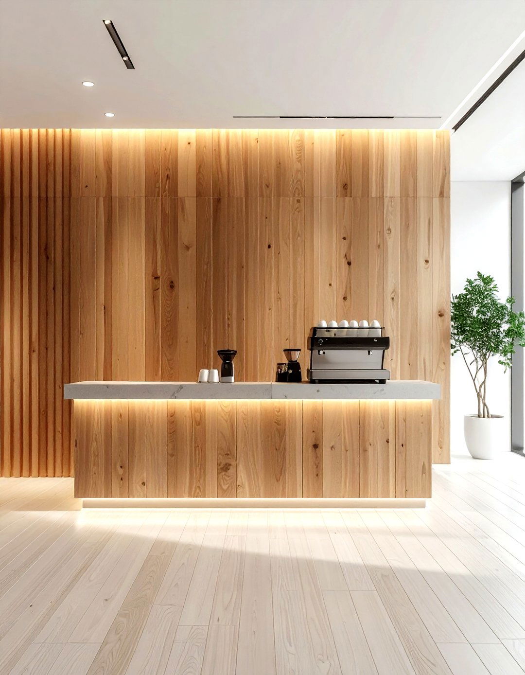 Wood Slat Wall - 30 warm brown kitchen ideas