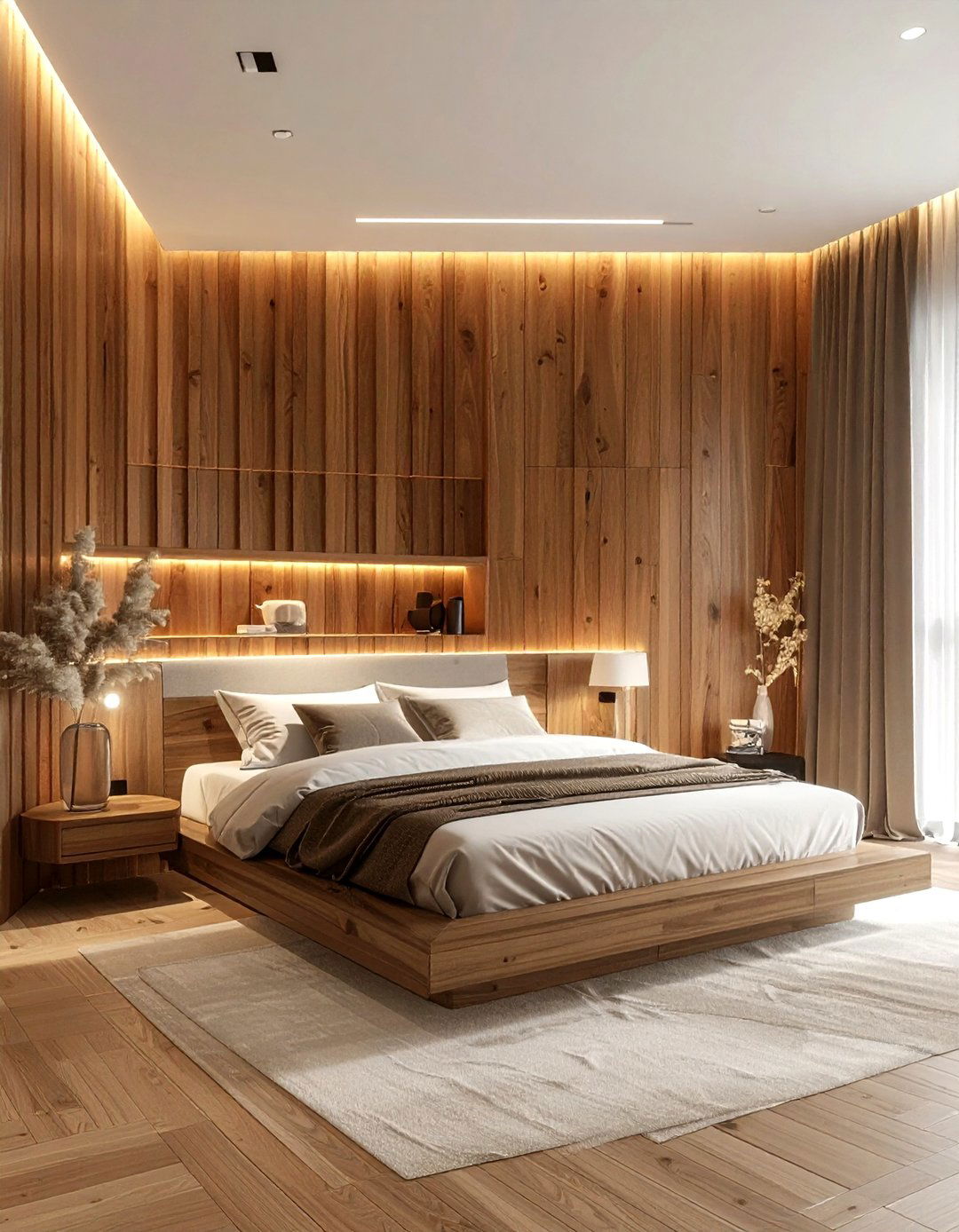 Wood Slat Wall Bedroom - 30 modern bedroom ideas