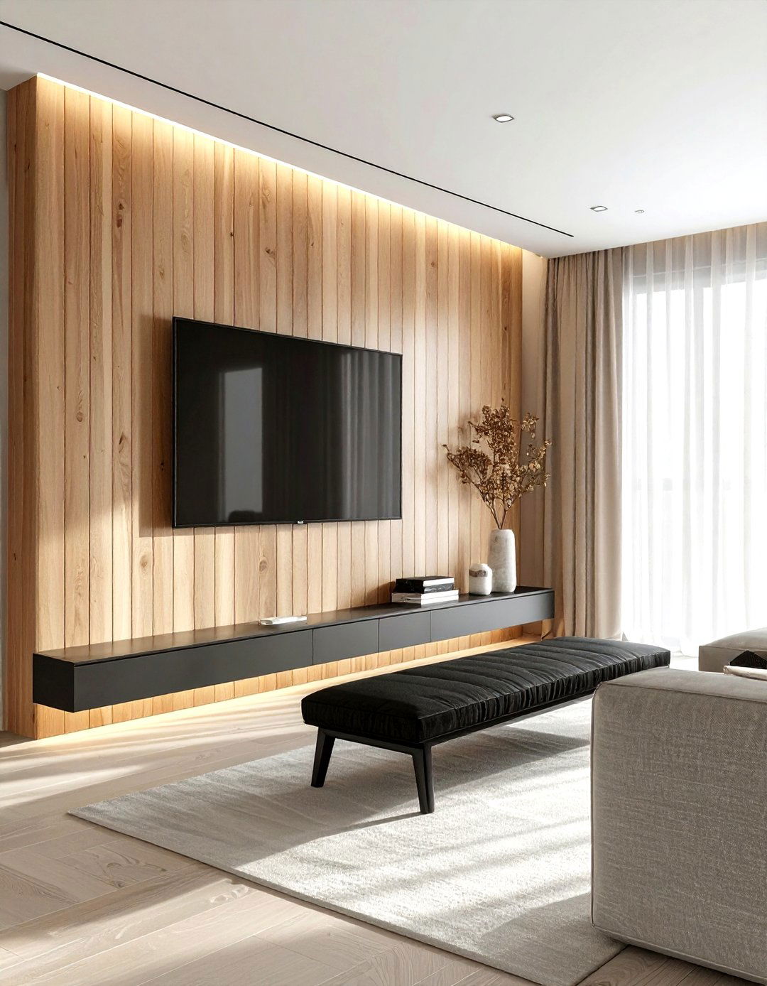 Wood Slat Wall Tv Mount - 30 living room tv ideas