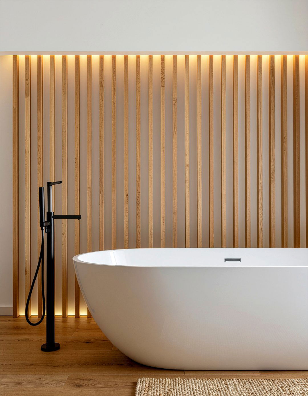 Wood Slat Wall - 30 bathroom focal point ideas